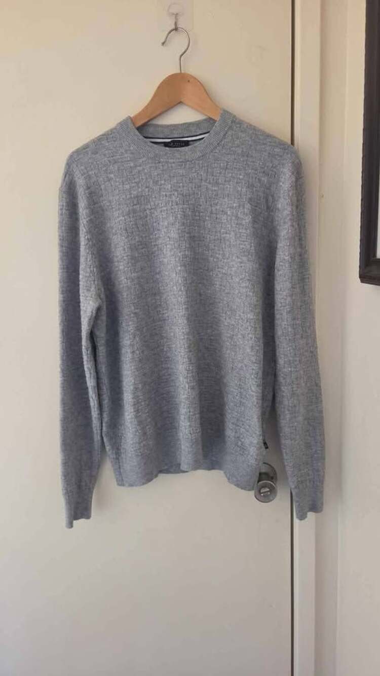 Ted Baker Grey Textured Knit Sweater, lightweight & comfortable.  Price Cut!